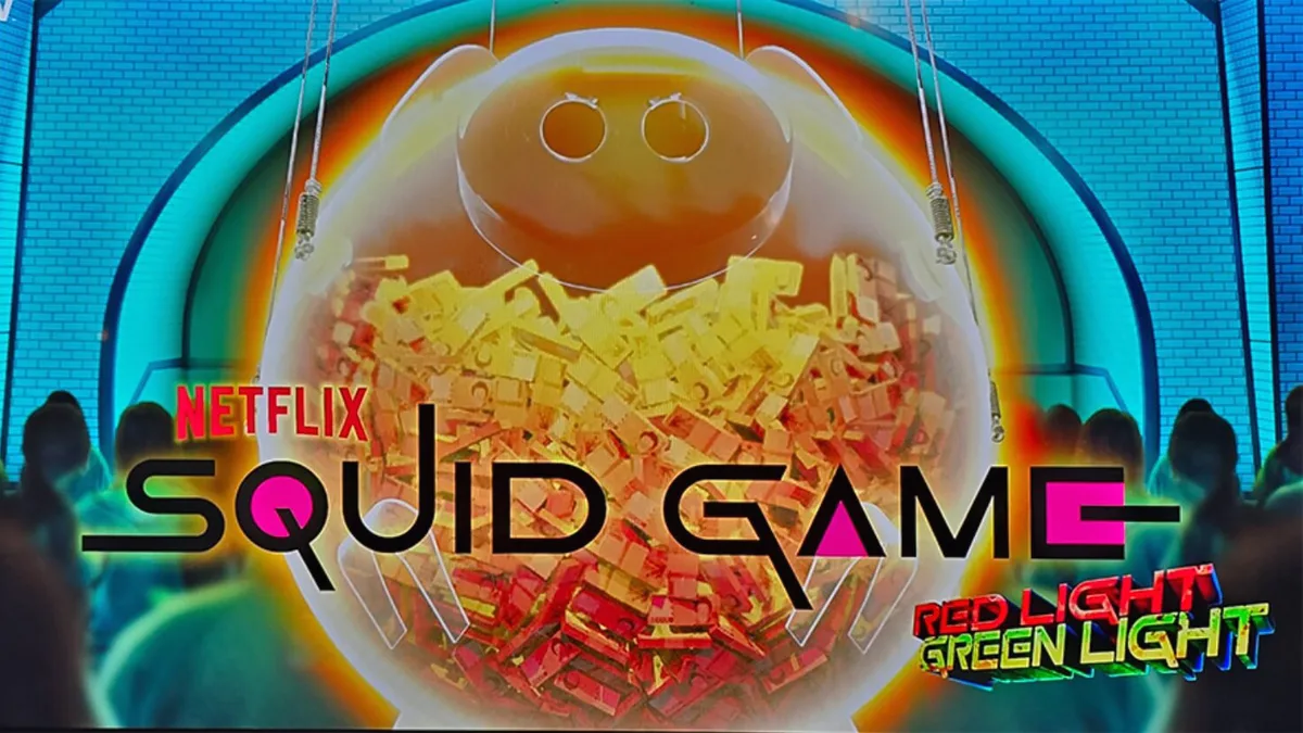 Tampilan visual slot Squid Game: Red Light, Green Light dengan elemen permainan ikonik.
